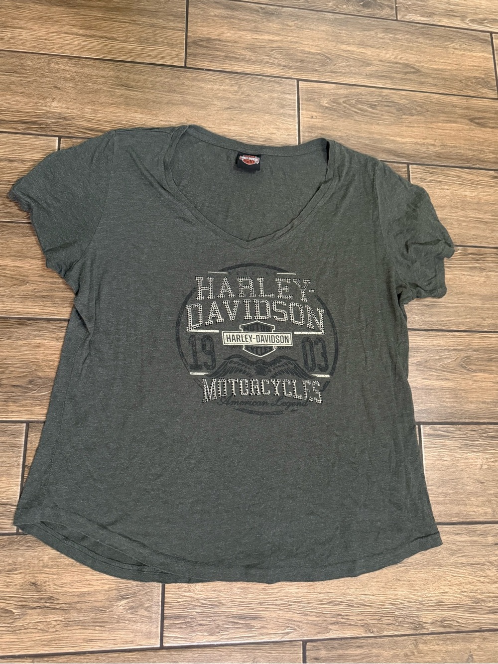 Harley-Davidson Gray V-Neck Short Sleeve Graphic T-Shirt Ventura Camarillo CA